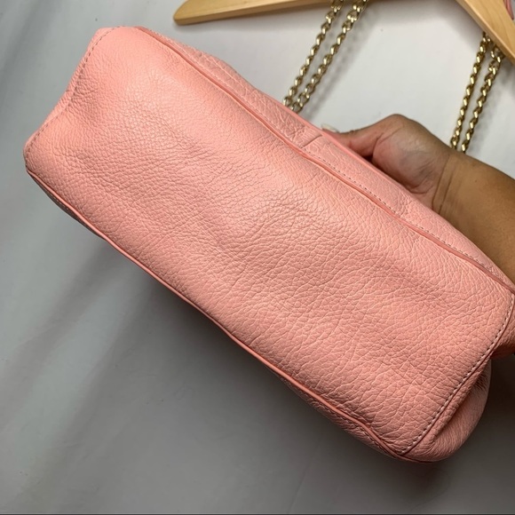 Rare Tory Burch Marion Light Pink Saddle Bag Big Crossbody Bag Gold Chain - Picture 4 of 9